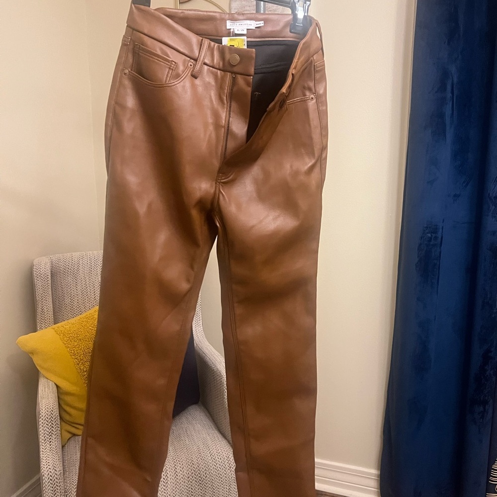 NWT Good American Faux Leather Pants Sz 8